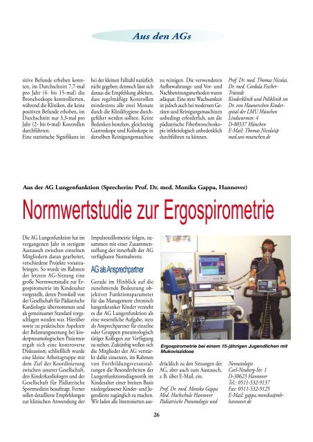 Aus den AGs - Gesellschaft für Pädiatrische Pneumologie