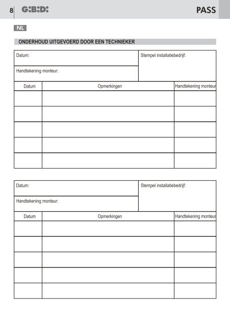 NL PASS - (1200 - 1800 - 2500) Elektromechanische ... - GiBiDi