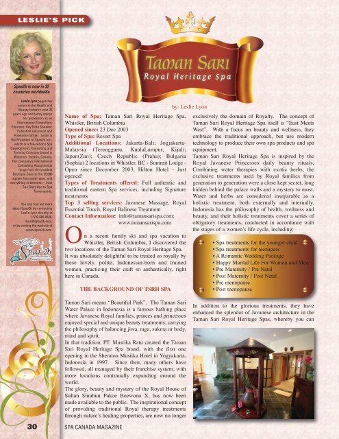 Jun 2009 Leslies Pick Taman Sari Royal Heritage Spa