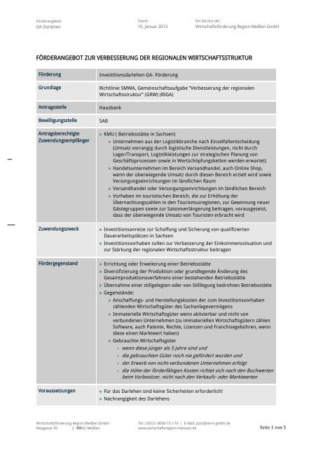 fÃ¶rderangebot zur verbesserung der regionalen wirtschaftsstruktur