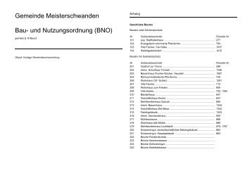 Gemeinde Meisterschwanden Bau- und Nutzungsordnung (BNO)