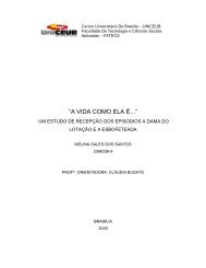 âA VIDA COMO ELA Ã...â - Centro UniversitÃ¡rio de BrasÃ­lia - UniCEUB