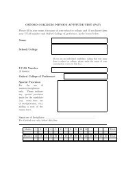 OXFORD COLLEGES PHYSICS APTITUDE TEST (PAT) Please fill ...