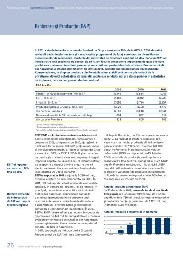Explorare şi Producţie (E&P) - Raport 2011 Petrom