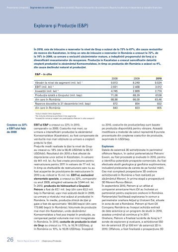 Explorare şi Producţie (E&P) - Raport 2010 Petrom