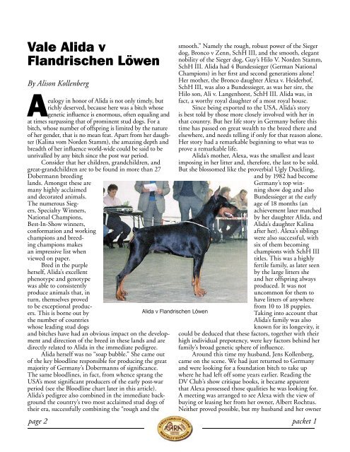 Alida v.Flandrischen Loewen - Dobermann Review