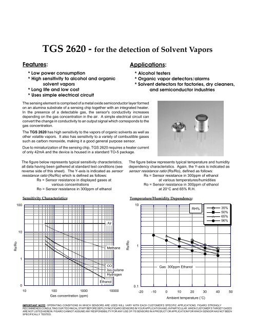 TGS 2620 - for the detection of Solvent Vapors - Meditronik