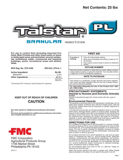 Talstar PL Granular Label - Connor's Pest Protection