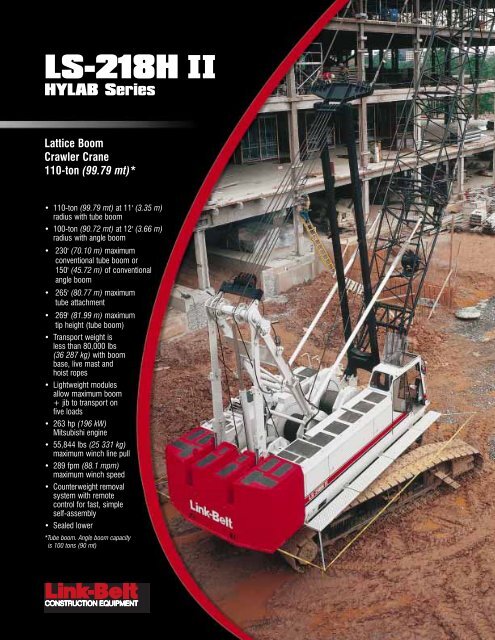 Link Belt Ls 118 Load Chart