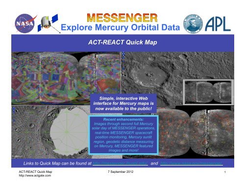 Explore Mercury Orbital Data - MESSENGER :: ACT-REACT Quick ...