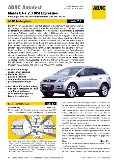 Umfassender Test Mazda CX-7 2.3 DISI Expression - ADAC