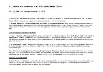 DP L'Art en mouvements - Mercedes-Benz Center - Sitesreseau ...