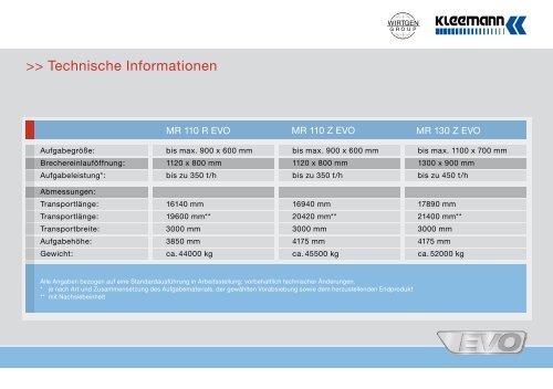 MR 110 EVO l MR 130 EVO - Kleemann