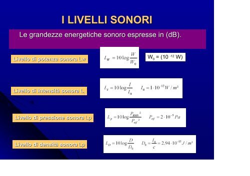 PRINCIPALI GRANDEZZE ACUSTICHE - Studium