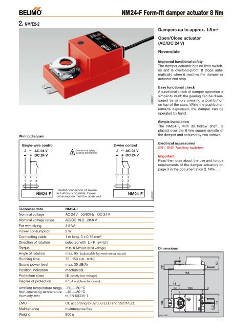 NM230-F Form-fit damper actuator 8 Nm - Belimo