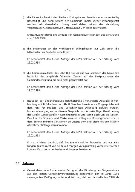 Niederschrift - Ehringshausen