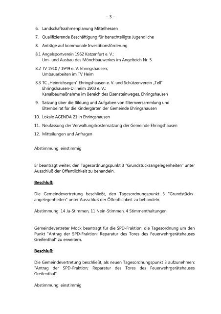 Niederschrift - Ehringshausen