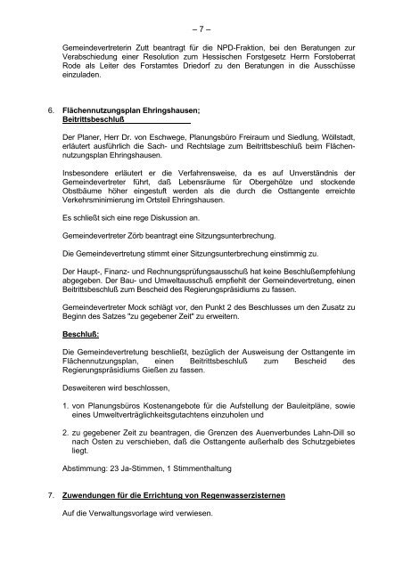 Niederschrift - Ehringshausen