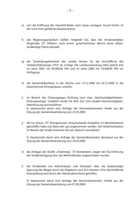 Niederschrift - Ehringshausen