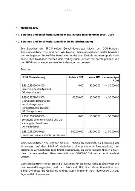 Niederschrift - Ehringshausen