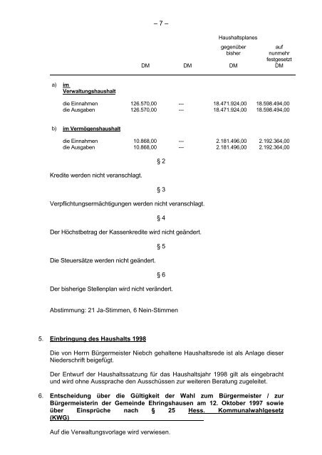 Niederschrift - Ehringshausen