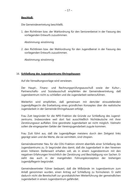 Niederschrift - Ehringshausen