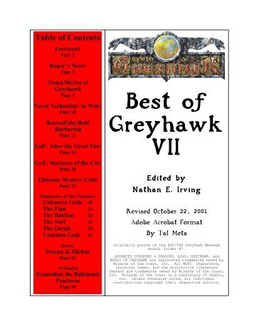 Best of Greyhawk VII - Le Monde de Greyhawk