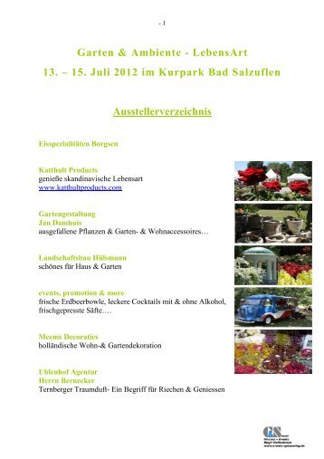 Garten & Ambiente - LebensArt 13. – 15. Juli 2012 im Kurpark Bad ...