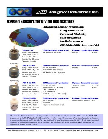 Oxygen Sensors for Diving Rebreathers - TecMe