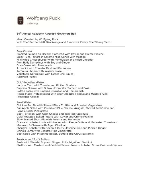 Wolfgang 2024 puck menu