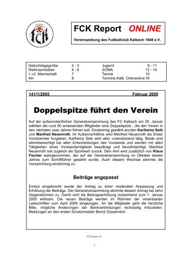 FCK Report ONLINE Nr. 141, Feb. 2005 (PDF: 469,0 KB) - FC Kalbach