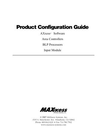 MAXxess Configuration Guide - MAXxess Systems Inc.