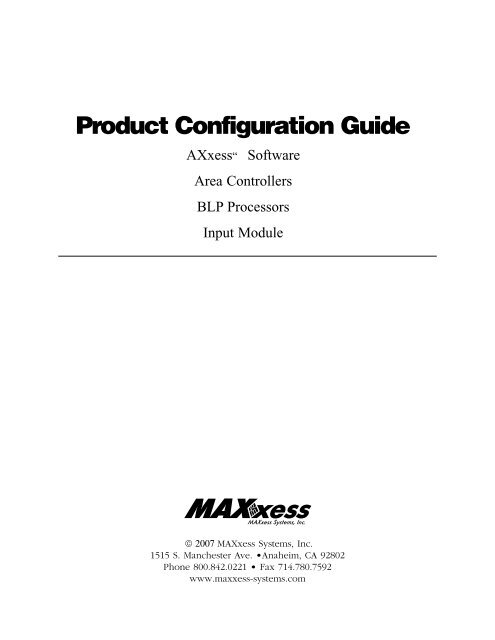 MAXxess Configuration Guide - MAXxess Systems Inc.