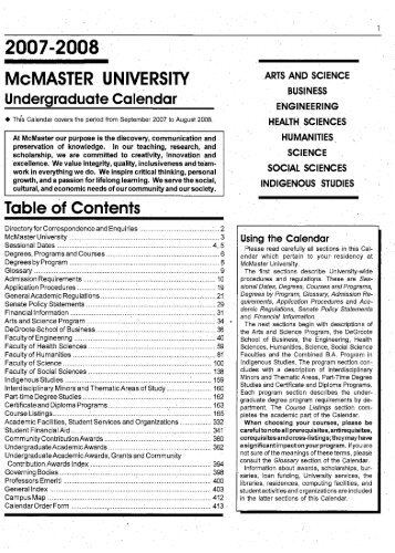 2007/2008 - Registrar - McMaster University