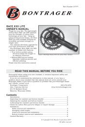 Race XXX Lite OwneR's ManuaL Read this ManuaL ... - Bontrager