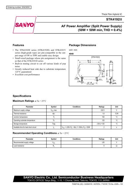 STK4192 datasheet - Datasheet Catalog