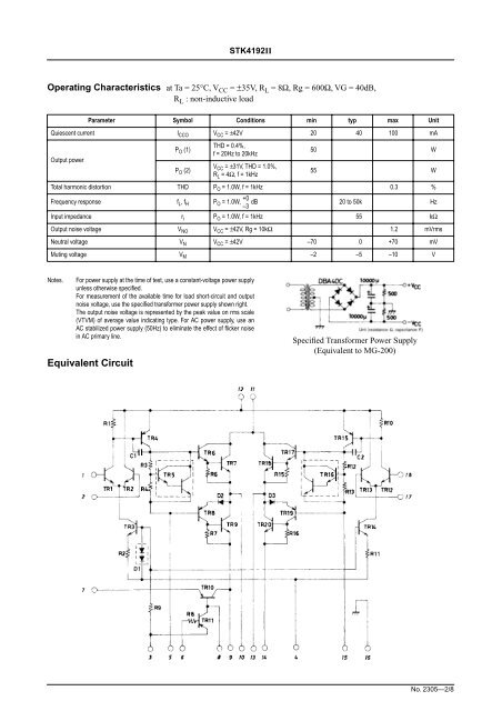 STK4192 datasheet - Datasheet Catalog