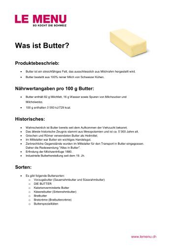 Was ist Butter? Produktebeschrieb, Nährwertangaben, Herstellung ...