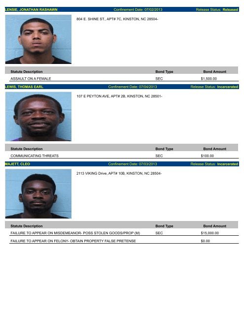 Updated Lenoir County mugshots