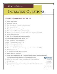 Interview Questions They May Ask You - Wesley College