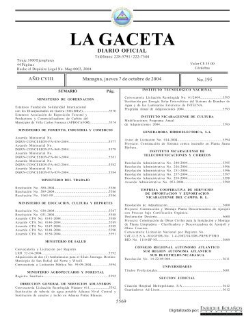 Gaceta - Diario Oficial de Nicaragua - # 195 de 7 Octubre 2004