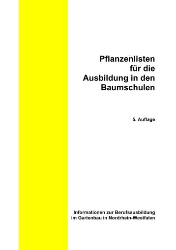 Pflanzenlisten für die Ausbildung in den Baumschulen