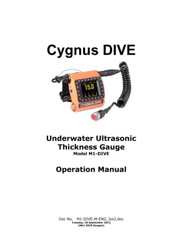 Cygnus DIVE Operation Manual - Cygnus Instruments Ltd.