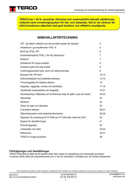 Inredning och strÃ¶mfÃ¶rsÃ¶rjning fÃ¶r utbildningslokaler - Terco