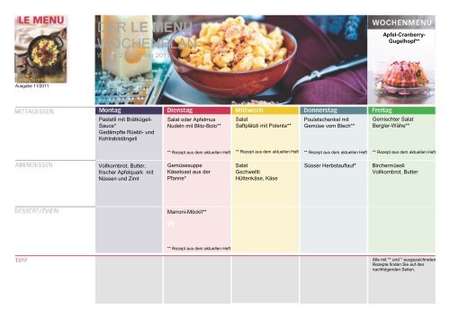 Mit dem LE MENU Wochenplan isst Ihre Familie gesund.