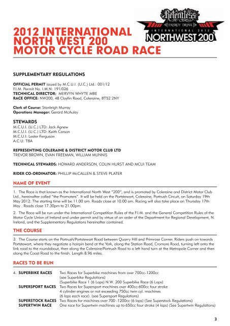 2012 InternatIonal north West 200 Motor CyCle road raCe - MCUI(UC)
