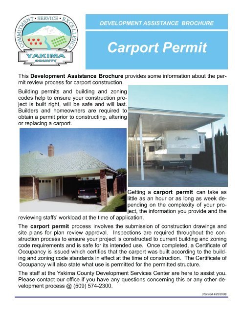 Carport Permit Package - Yakima County