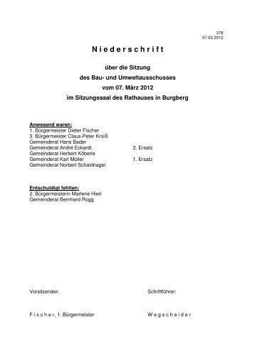 N iederschrift - Burgberg