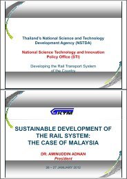 Sustainable Development of the Rail System the case of Malaysia