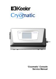 'Cryomatic' Console Service Manual - Keeler Instruments